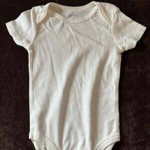 Carters single Solid White Cotton Short Sleeve Baby Bodysuit Size 6 months